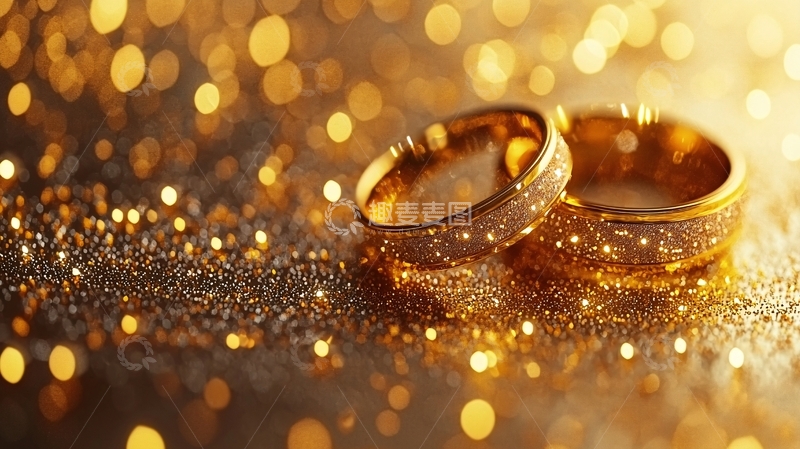 高清大图下载【趣麦麦图】闪耀金光结婚对戒