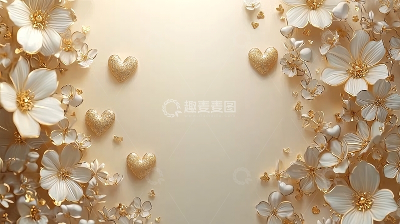 高清大图下载【趣麦麦图】金色花朵背景