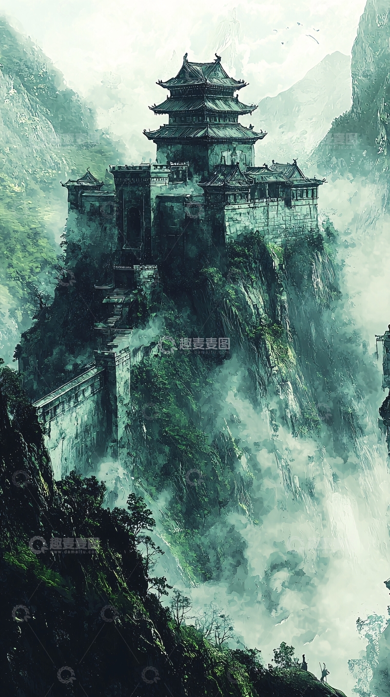 高清大图下载【趣麦麦图】高山上的古堡