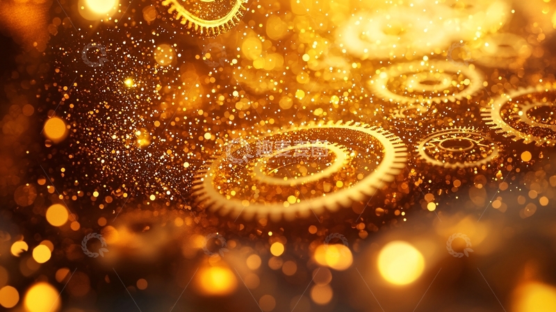 高清大图下载【趣麦麦图】金色齿轮背景