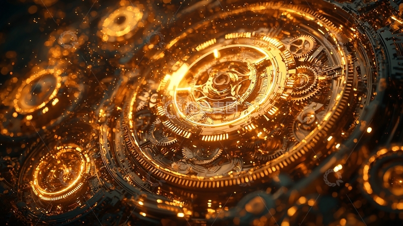 高清大图下载【趣麦麦图】金色机械齿轮