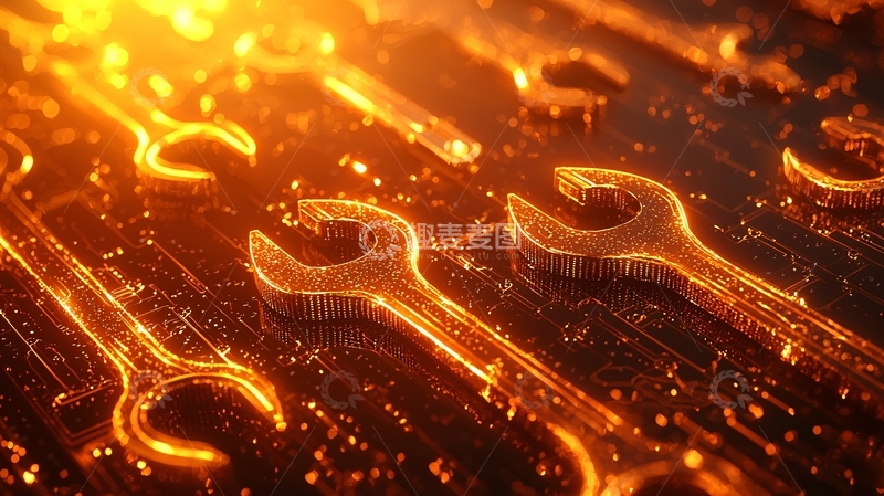 高清大图下载【趣麦麦图】火光中的数字扳手