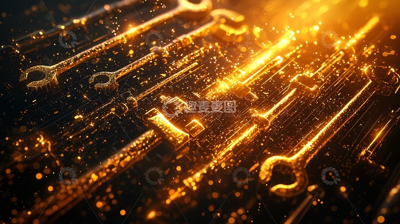 高清大图下载【趣麦麦图】金色扳手