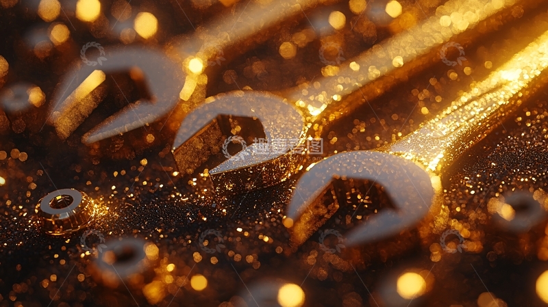 高清大图下载【趣麦麦图】金色扳手