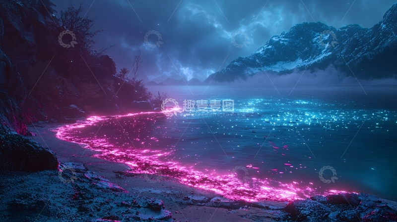 高清大图下载【趣麦麦图】梦幻湖泊夜景