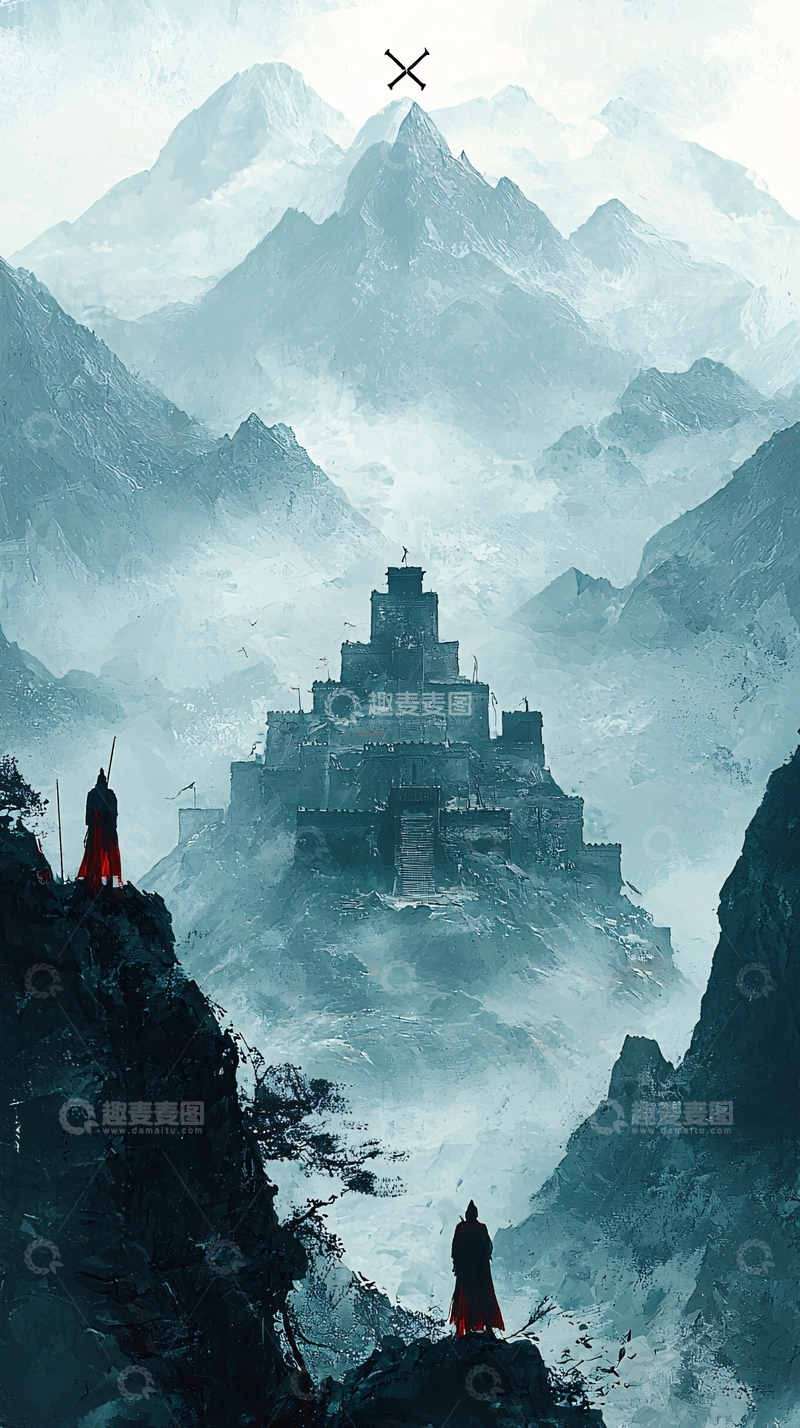 高清大图下载【趣麦麦图】迷雾笼罩的山顶城堡