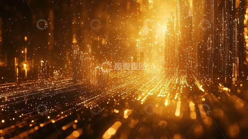 高清大图下载【趣麦麦图】金色粒子隧道