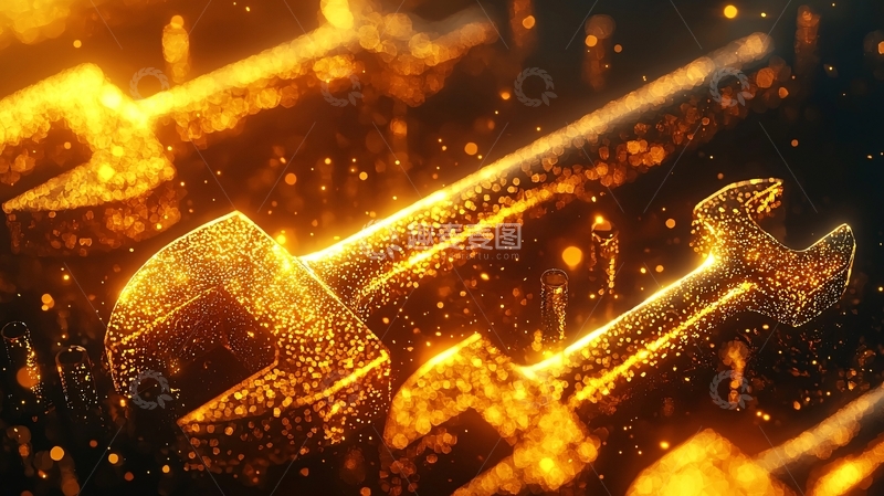 高清大图下载【趣麦麦图】金色扳手