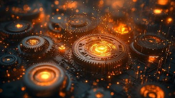 燃烧的金属齿轮