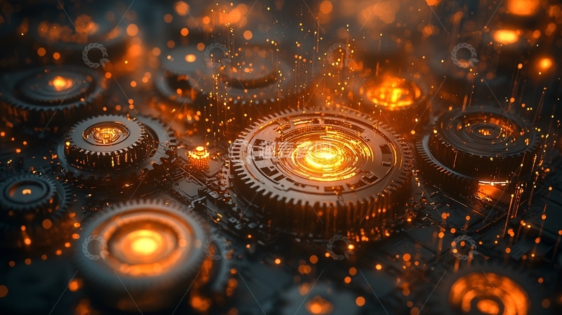 高清大图下载【趣麦麦图】燃烧的金属齿轮