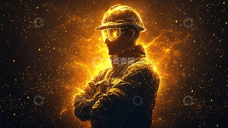 高清大图下载【趣麦麦图】火焰包裹的工人
