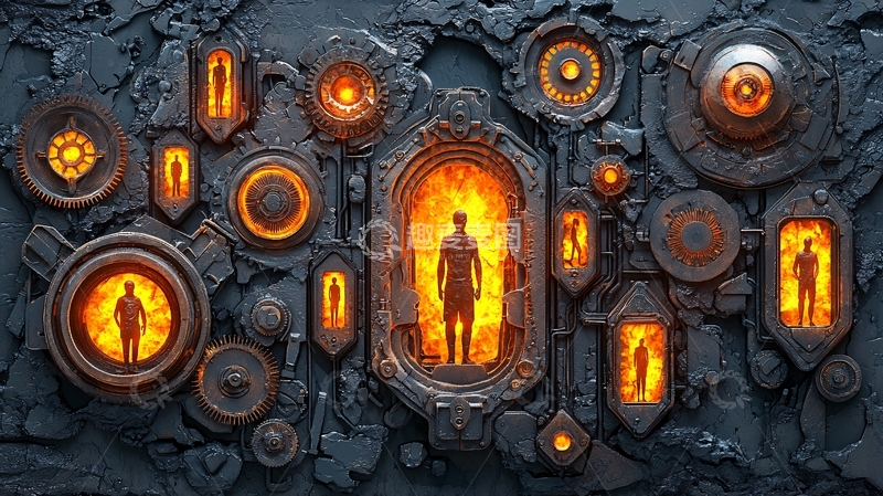 高清大图下载【趣麦麦图】火焰人影