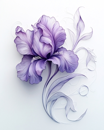 淡紫色鸢尾花艺术插画