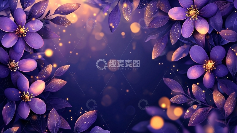 紫色花朵梦幻背景