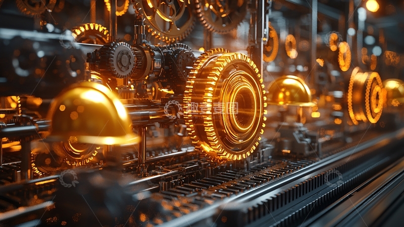 高清大图下载【趣麦麦图】金色齿轮机械装置