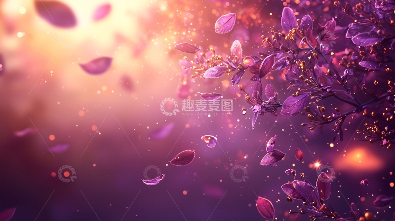 高清大图下载【趣麦麦图】梦幻紫色花瓣飘落