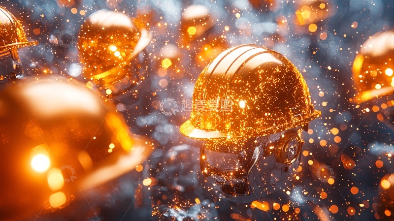 高清大图下载【趣麦麦图】金色安全帽