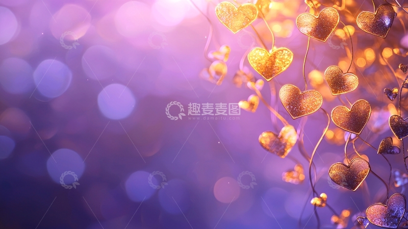 高清大图下载【趣麦麦图】心形叶子梦幻背景