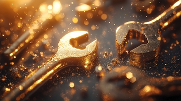 金色火花背景下的扳手