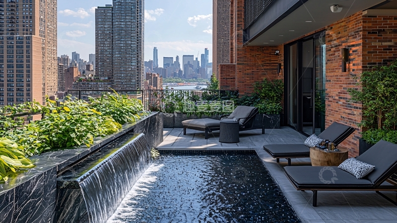 高清大图下载【趣麦麦图】纽约曼哈顿顶层公寓私家泳池