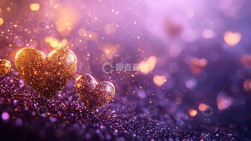 高清大图下载【趣麦麦图】闪耀爱心紫粉背景
