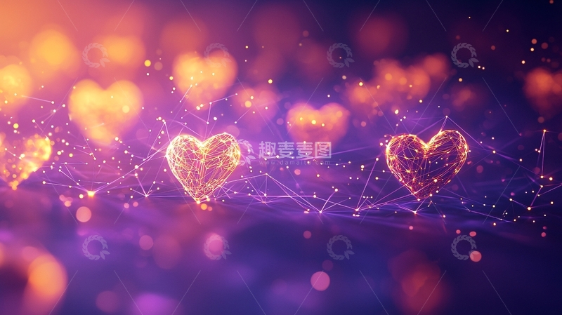 高清大图下载【趣麦麦图】梦幻紫色爱心背景