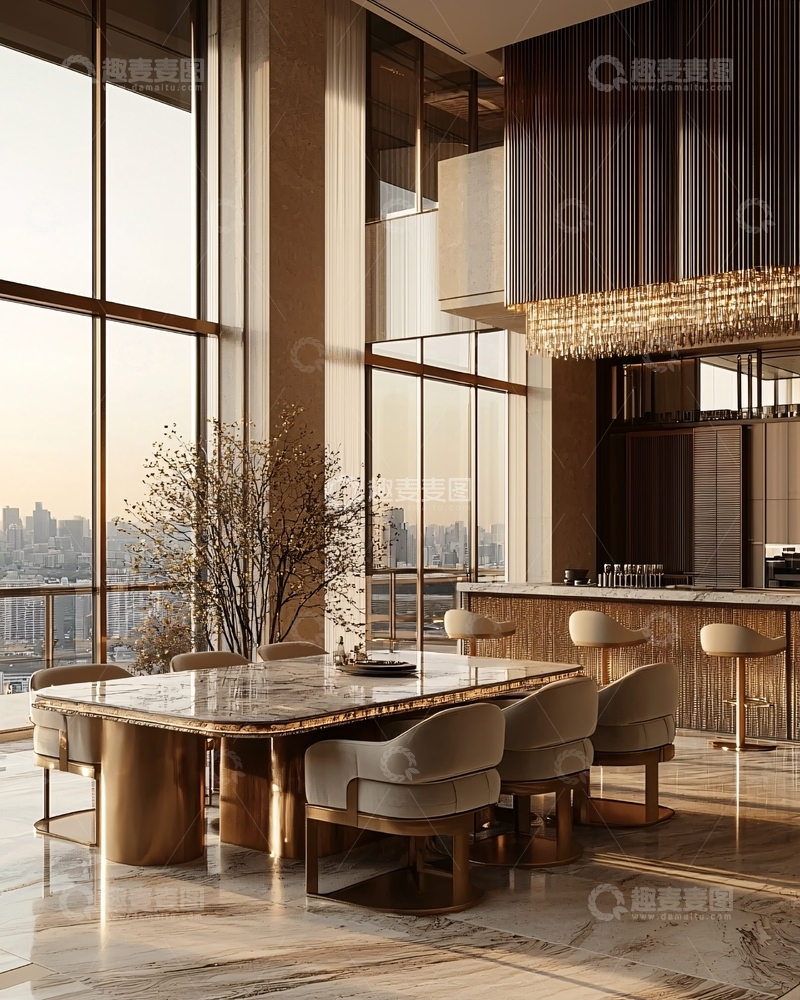 高清大图下载【趣麦麦图】高端公寓大理石餐桌