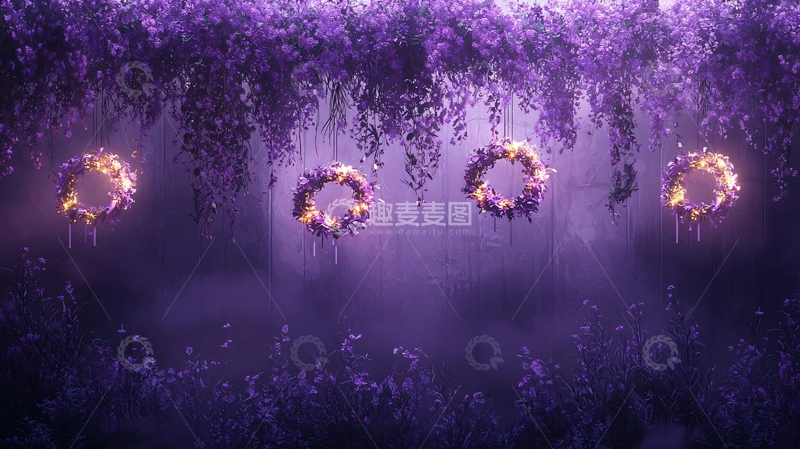 高清大图下载【趣麦麦图】紫色花藤梦幻森林