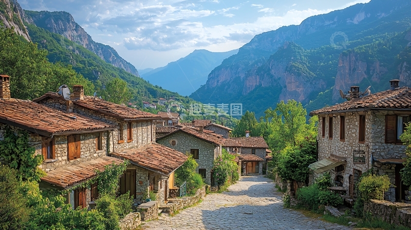 高清大图下载【趣麦麦图】山间小镇