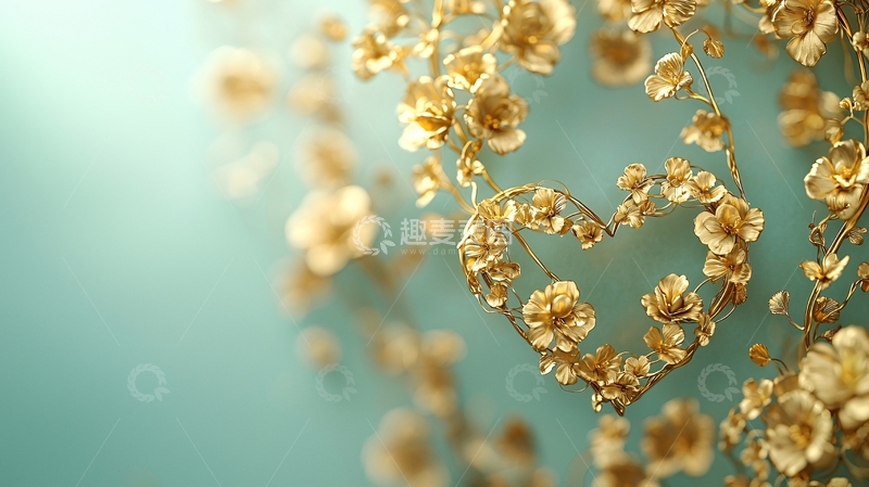 高清大图下载【趣麦麦图】金色小花爱心