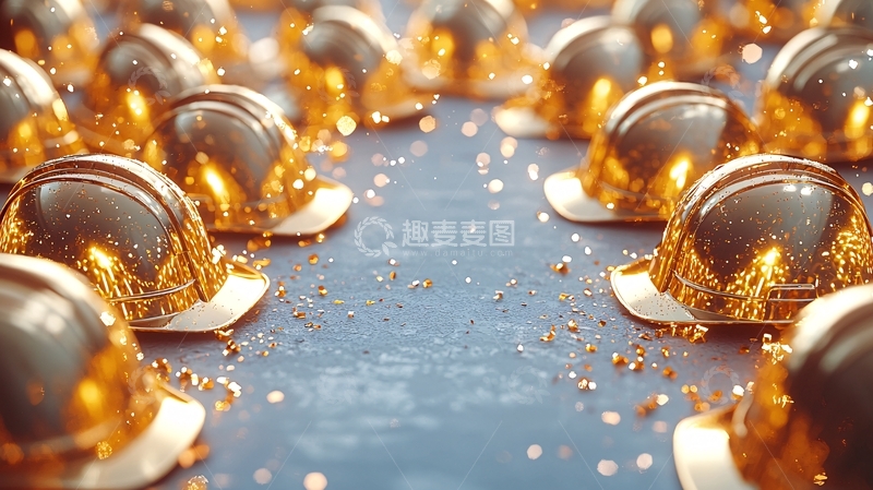 高清大图下载【趣麦麦图】金色安全帽