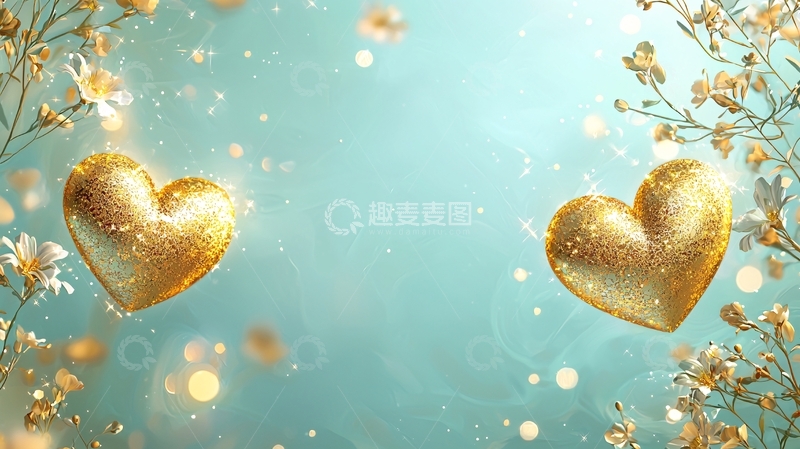 高清大图下载【趣麦麦图】金色闪光爱心