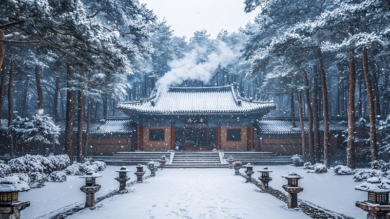 高清大图下载【趣麦麦图】雪景寺庙