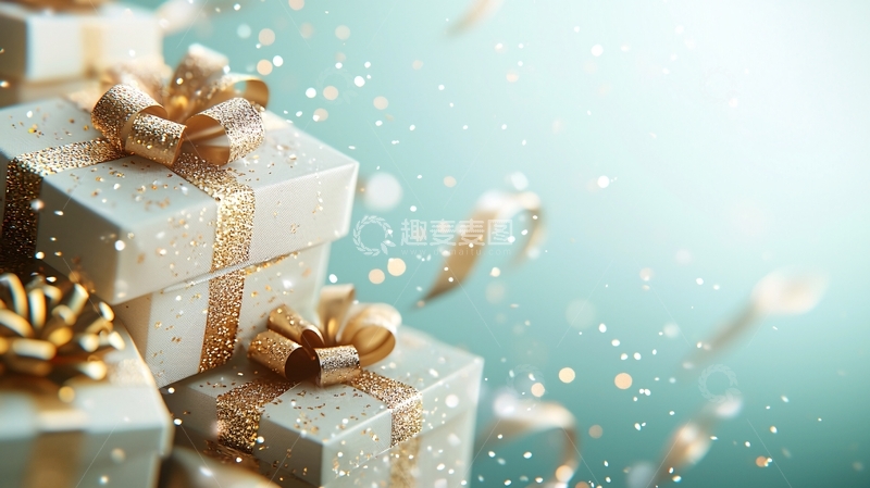 高清大图下载【趣麦麦图】金色礼物盒