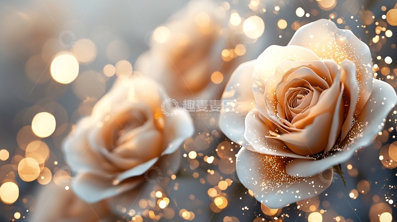 高清大图下载【趣麦麦图】闪耀的金色玫瑰花束