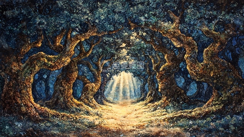 高清大图下载【趣麦麦图】光之森林小路