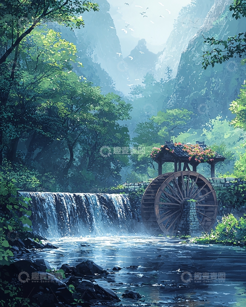 高清大图下载【趣麦麦图】水墨山水画789