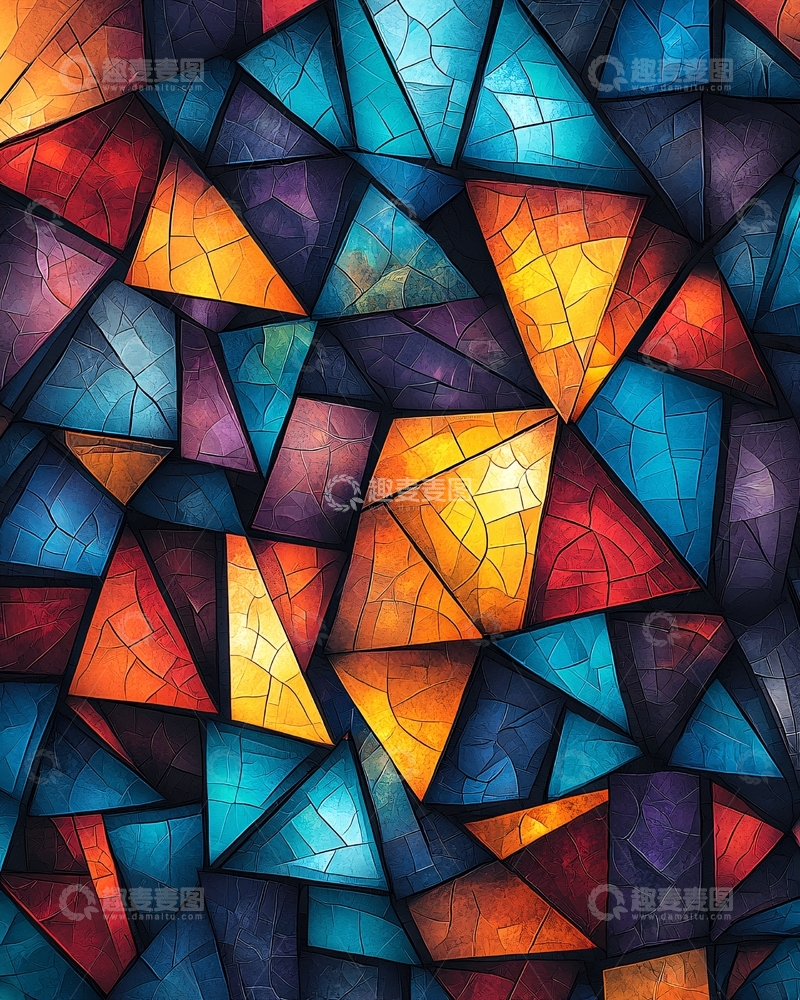 高清大图下载【趣麦麦图】彩色玻璃碎片拼贴