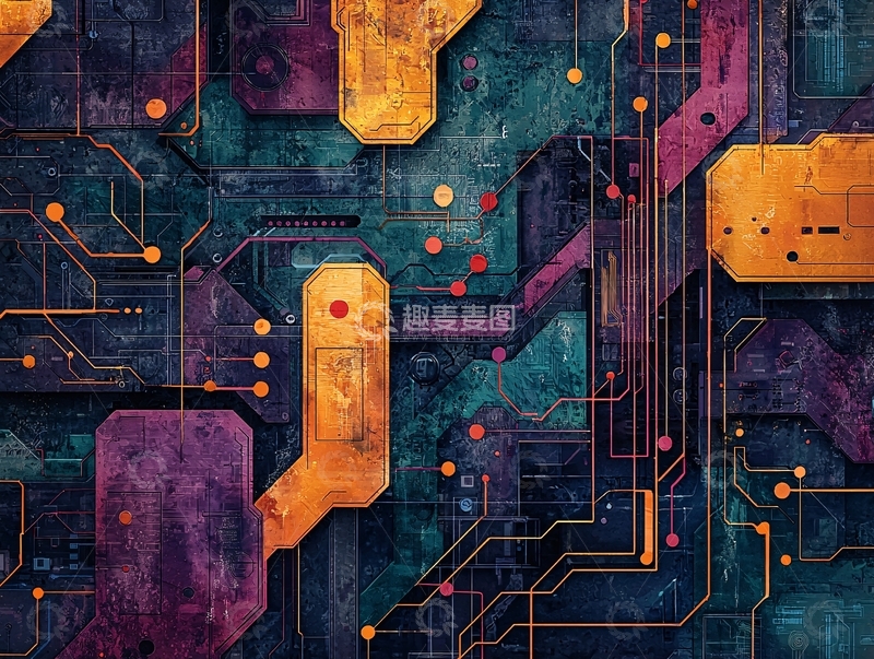 高清大图下载【趣麦麦图】抽象科技电路板背景