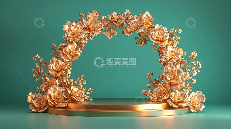 高清大图下载【趣麦麦图】金色花环拱门