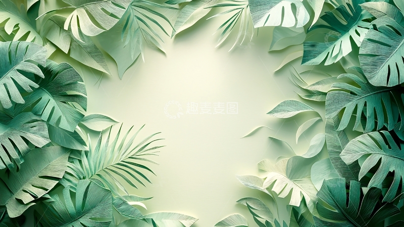 高清大图下载【趣麦麦图】绿叶花环背景