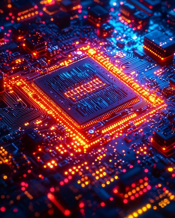 发光电路板特写