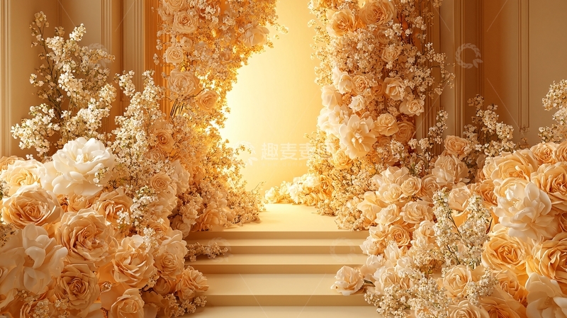 高清大图下载【趣麦麦图】浪漫花门婚礼背景