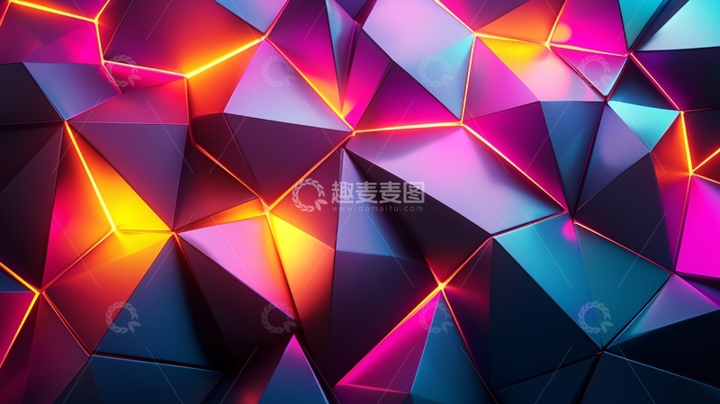 高清大图下载【趣麦麦图】彩色几何低多边形发光