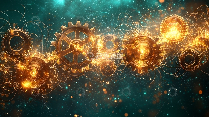 高清大图下载【趣麦麦图】闪耀齿轮梦幻背景