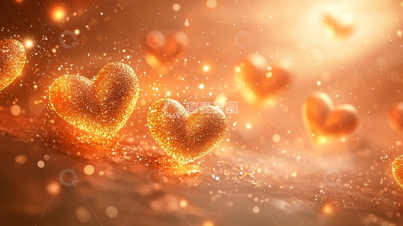 高清大图下载【趣麦麦图】闪耀金光爱心背景