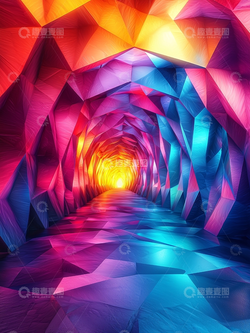 高清大图下载【趣麦麦图】色彩斑斓的几何隧道