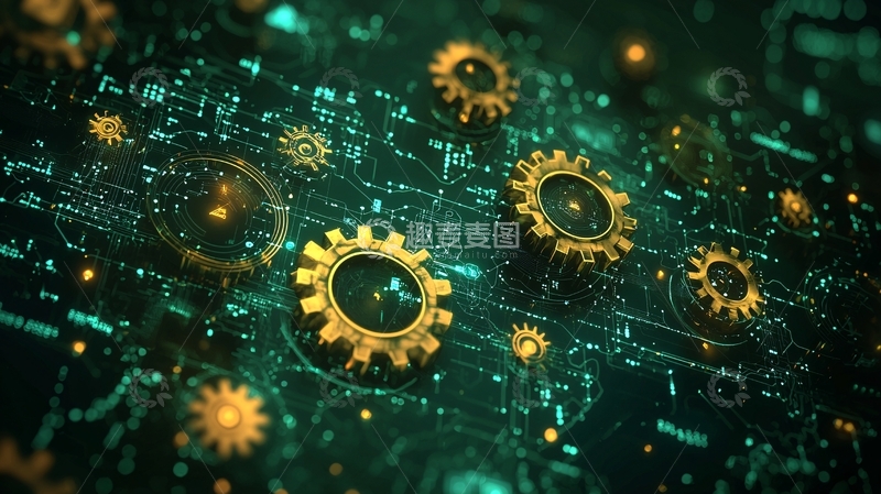 高清大图下载【趣麦麦图】科技感齿轮电路板