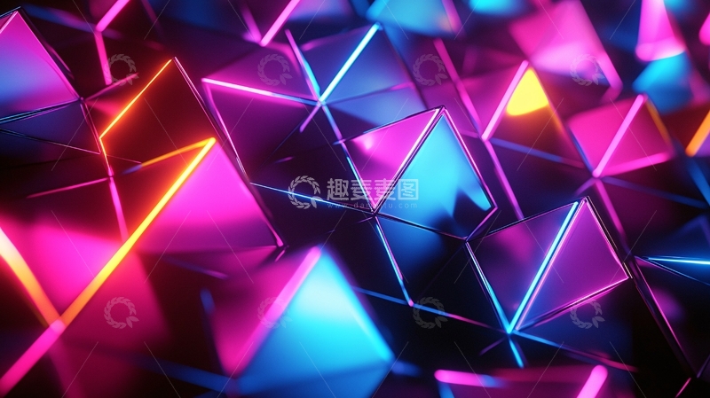 高清大图下载【趣麦麦图】霓虹灯几何三角形