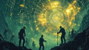 夜空中神秘能量体与矿工